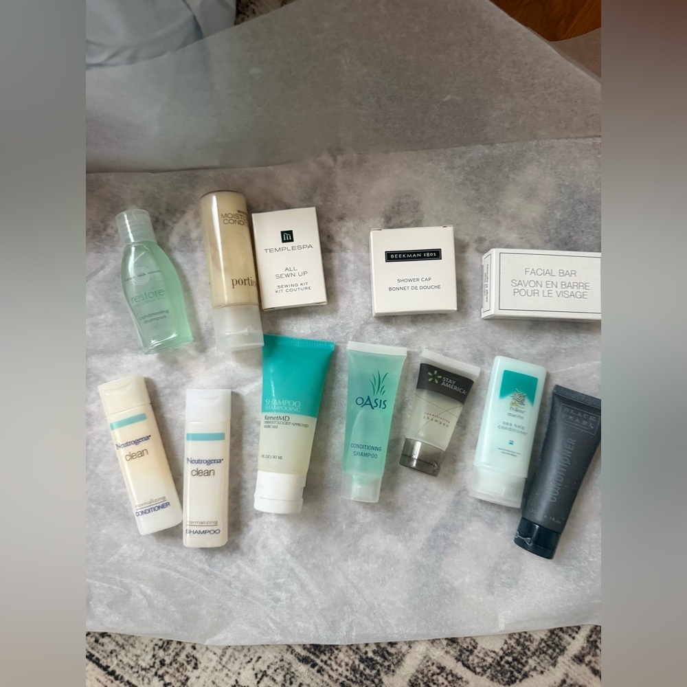 Bundle travel size shampoo conditioner soaps etc